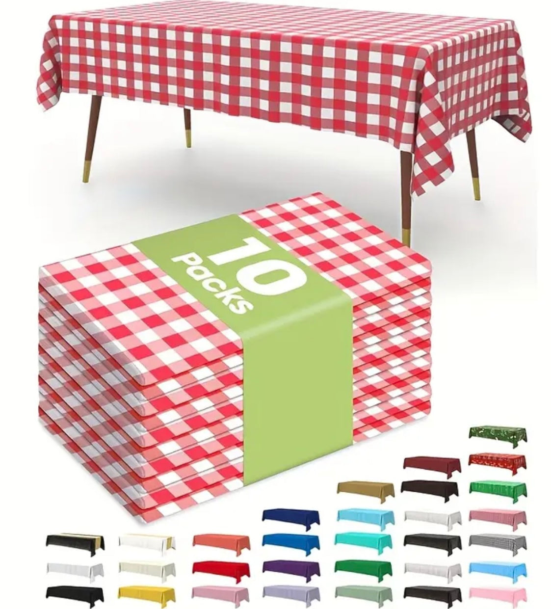 Confezione da 10 Tovaglie Monouso a Quadri Gingham – 137 x 183 cm