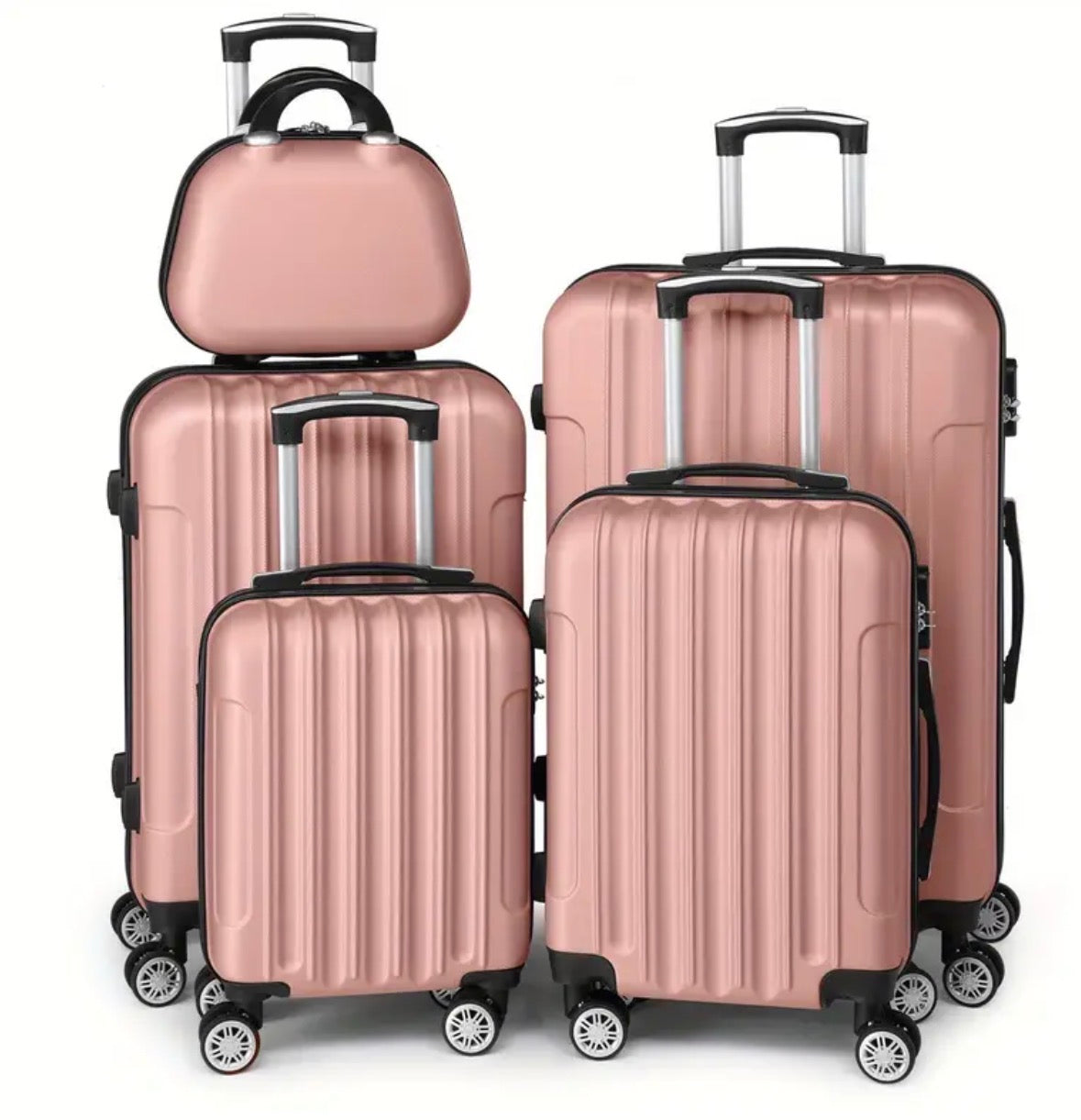 5 pezzi Set di bagagli leggeri con ruote a gomiti, valigia da viaggio in ABS (12/16/20/24/28 pollici) - Viaggi e lavoro