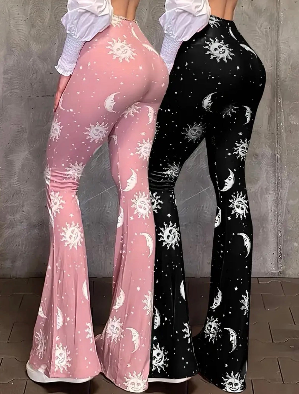 2Pezzi Pantaloni Svasati Stampa Galassia Luna