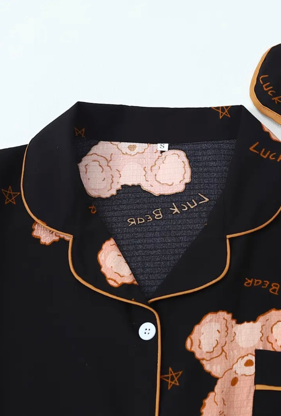 7 pezzi di pigiami da donna con stampa orso e pieghe a bolle