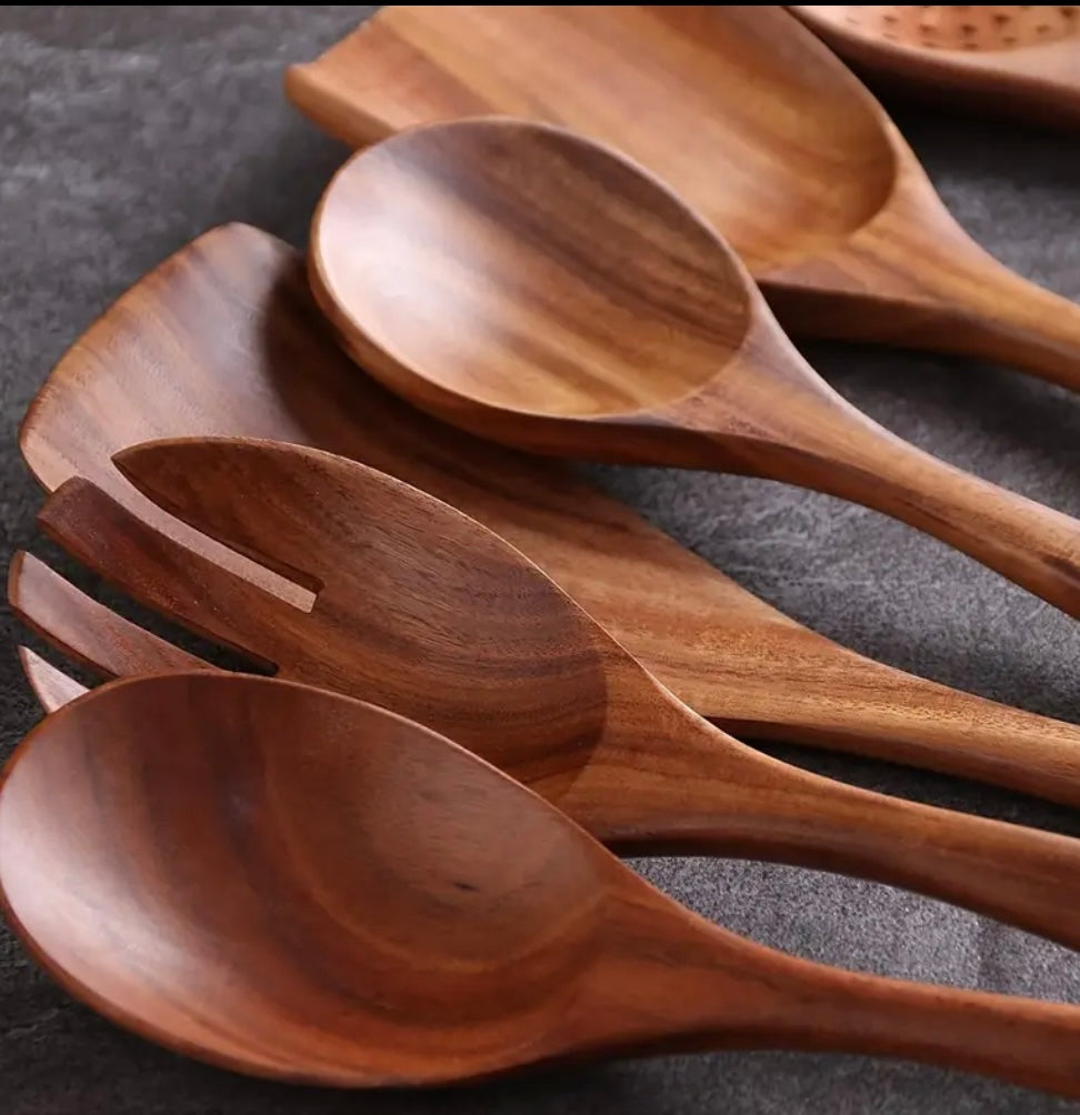 Set da Cucina in Legno da 7 Pezzi con Portaoggetti