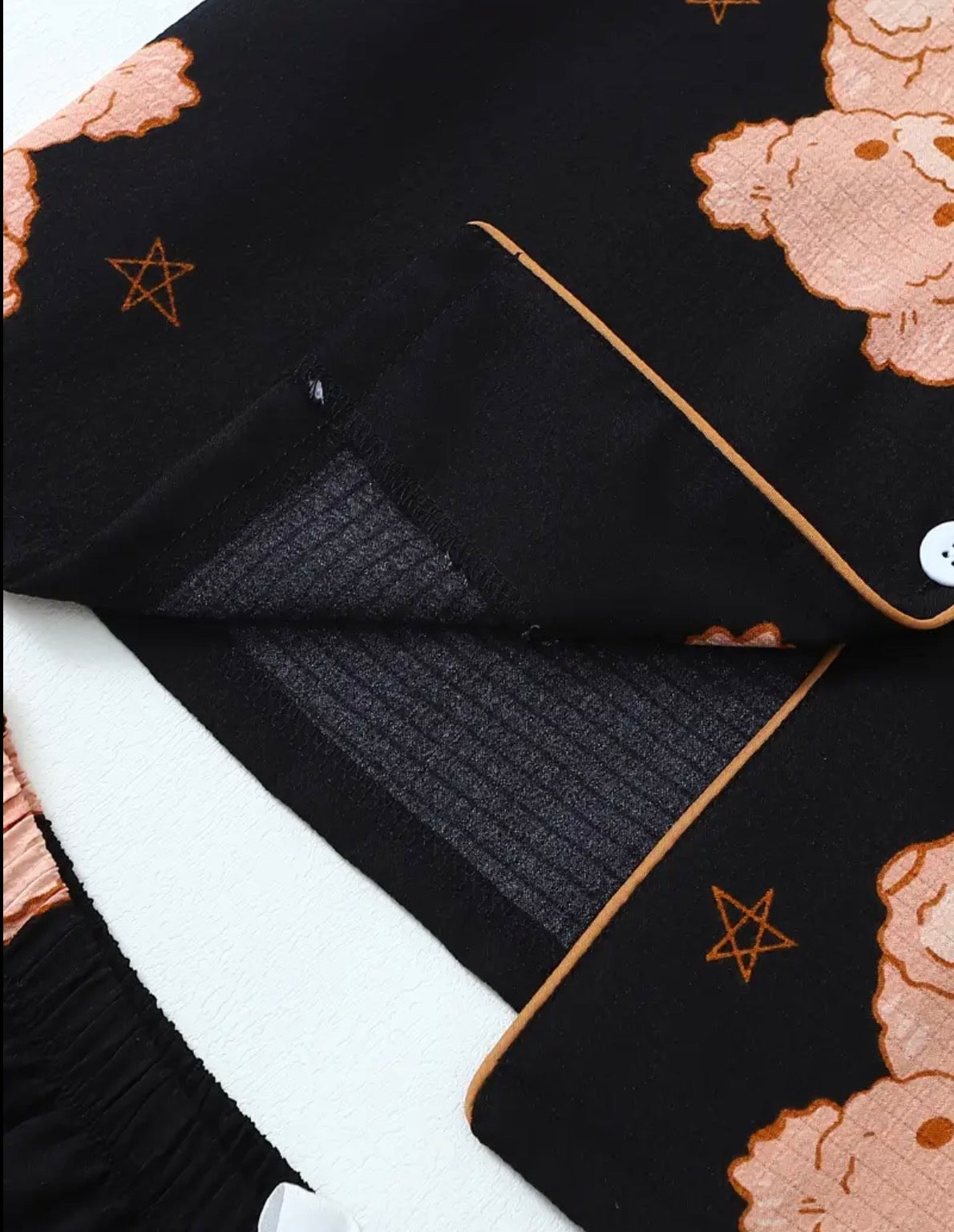 7 pezzi di pigiami da donna con stampa orso e pieghe a bolle