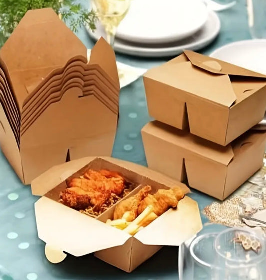 Scatole per Alimenti in Carta Kraft a Doppio Contenitore – Takeaway a Prova di Perdite