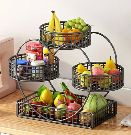 Cestino per Frutta a 3 Livelli in Metallo a Forma di Cuore