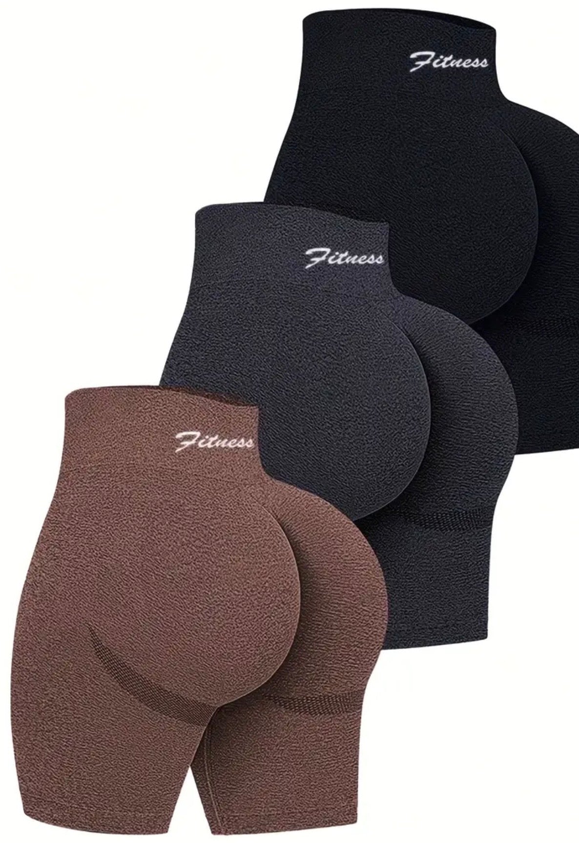 3pezzo Pantaloncini da atletica da donna con stampa lettera "Fitness