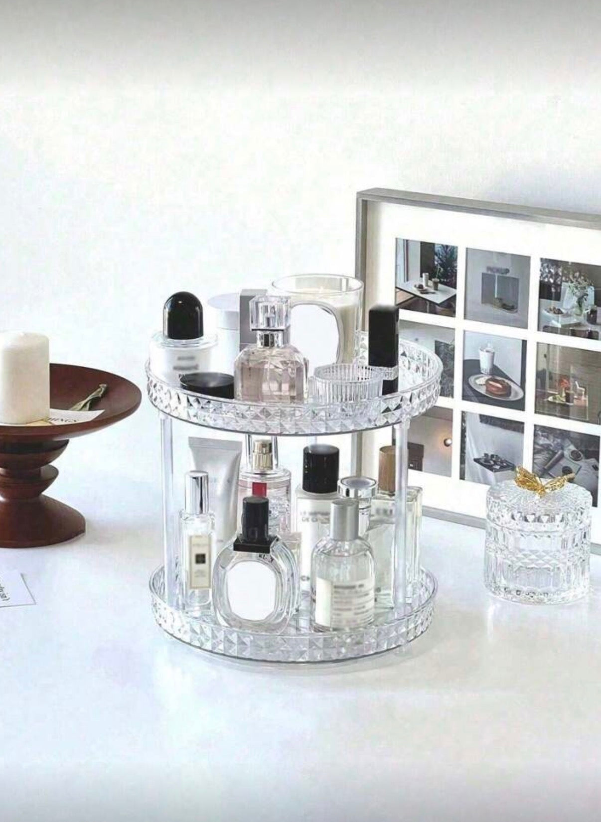 1 pezzo Organizer per trucco rotante a 360 gradi,