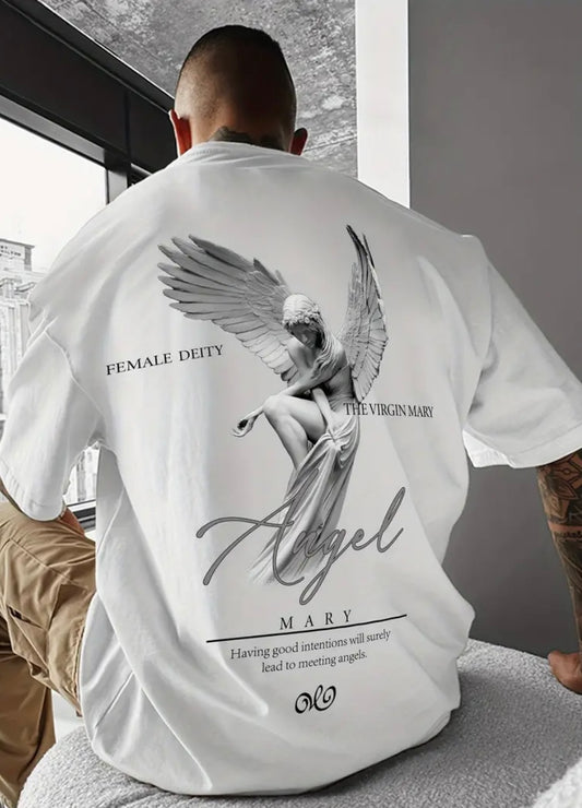 T-Shirt Uomo Estiva con Grafica Angelo