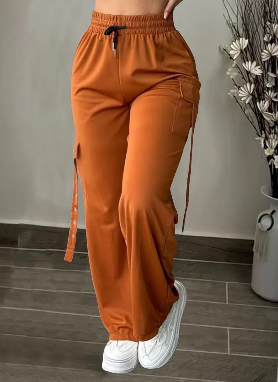 Pantaloni cargo casual da donna con cintura regolabile - Vestibilità dritta e rilassata