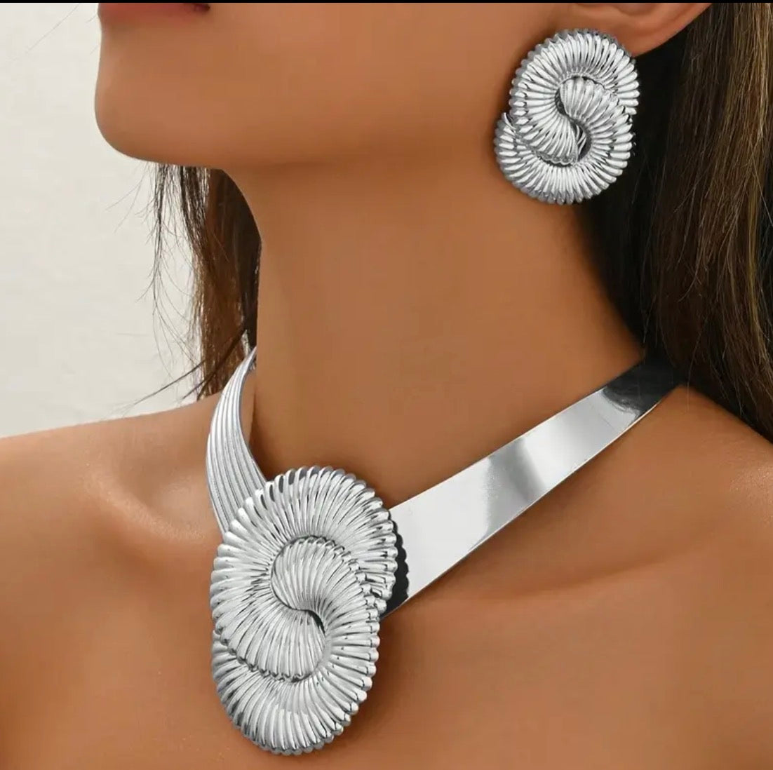 3 Pezzi Collana Choker Elegante in Metallo Dorato