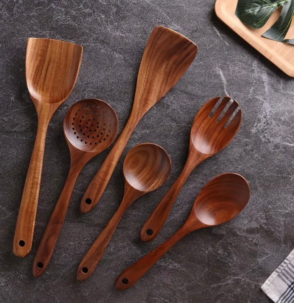 Set da Cucina in Legno da 7 Pezzi con Portaoggetti