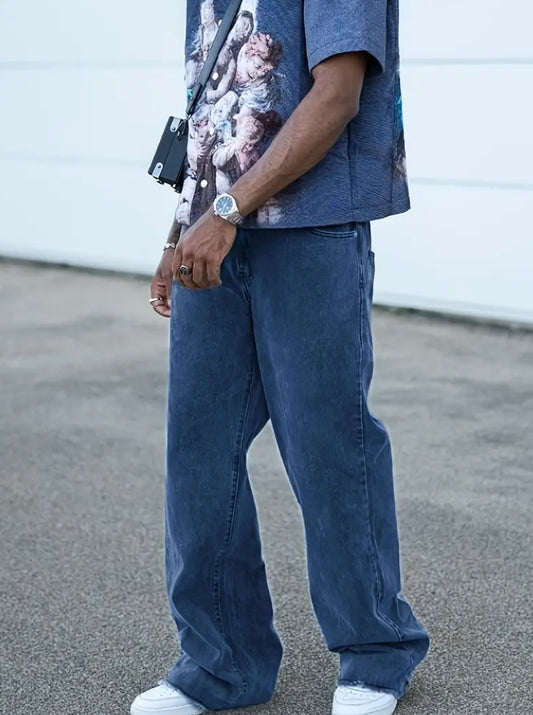 Jeans da Uomo Retrò Lavati con Orlo Grezzo