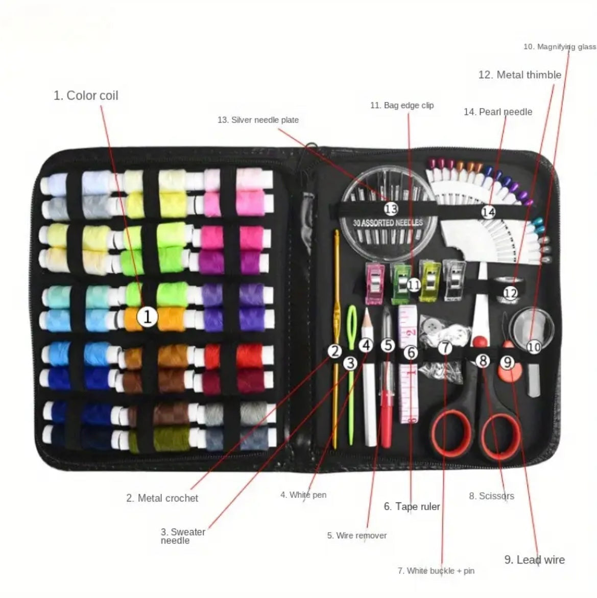 Kit da Cucito Deluxe 100 Pezzi – 30 Colori di Filo Vivaci per Ogni Tuo Progetto