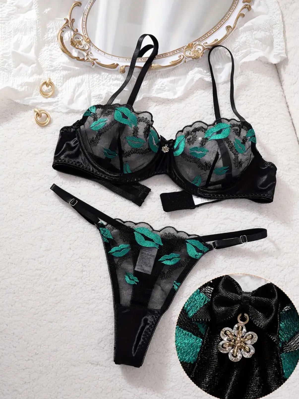 Set di lingerie sexy con motivo floreale