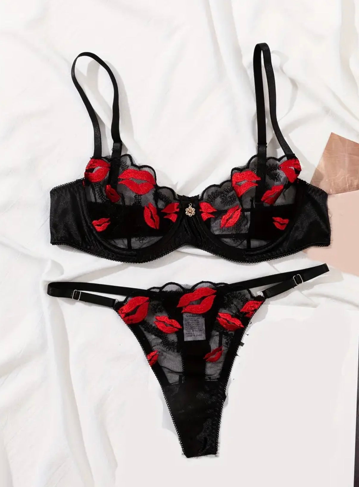 Set di lingerie sexy con motivo floreale