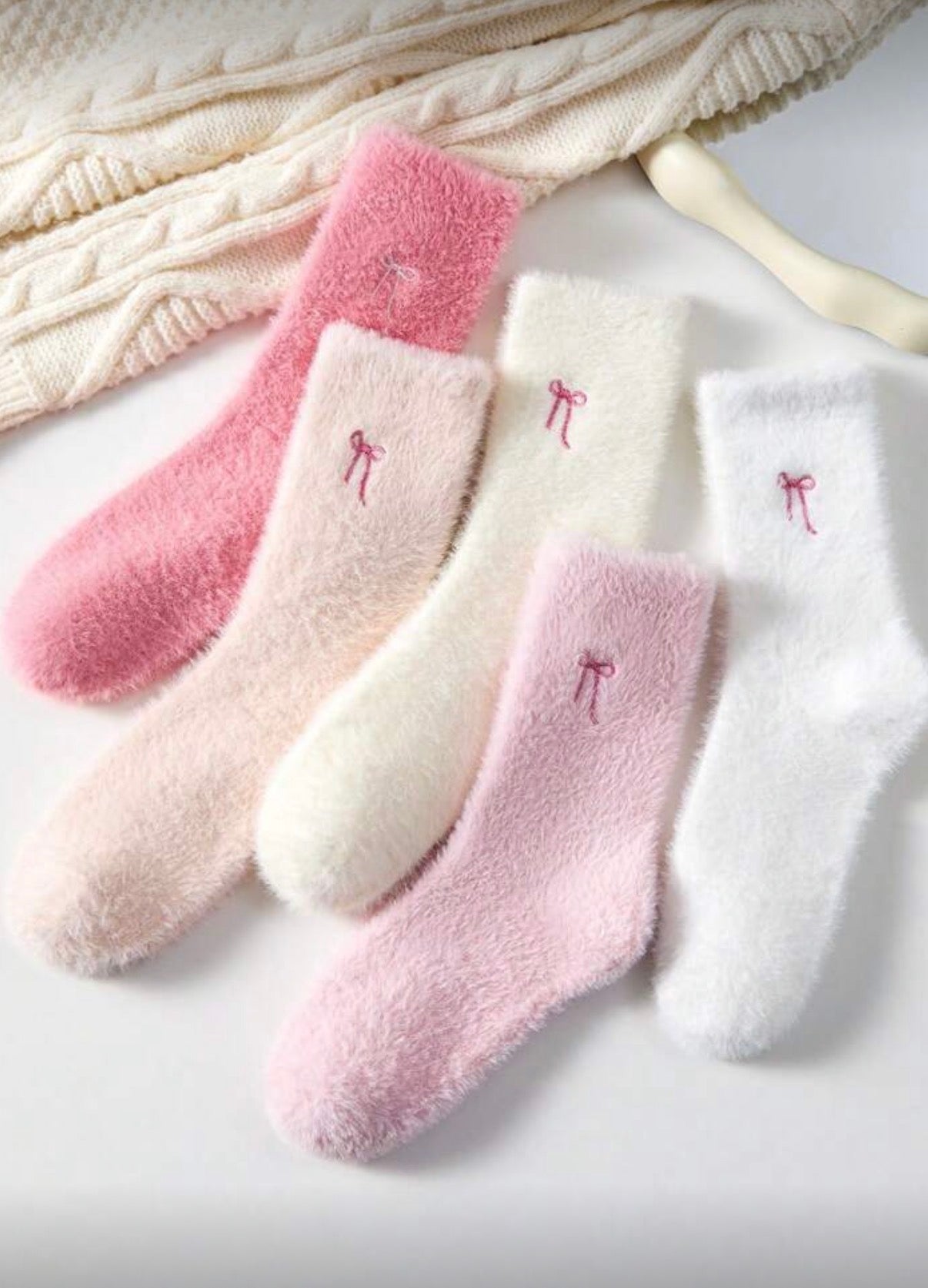 2/4 paia di calzini da donna con fiocco e cuore
