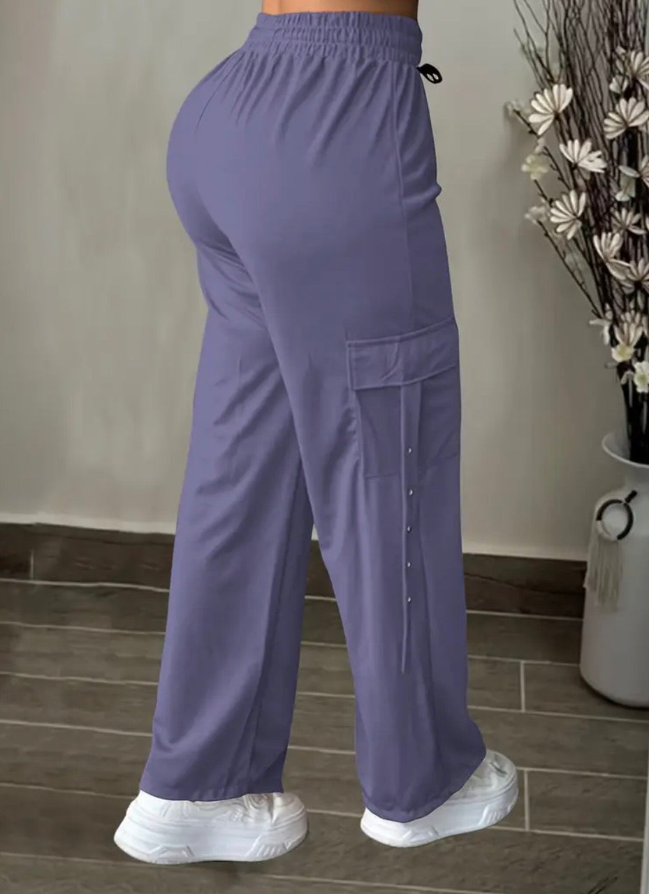 Pantaloni cargo casual da donna con cintura regolabile - Vestibilità dritta e rilassata