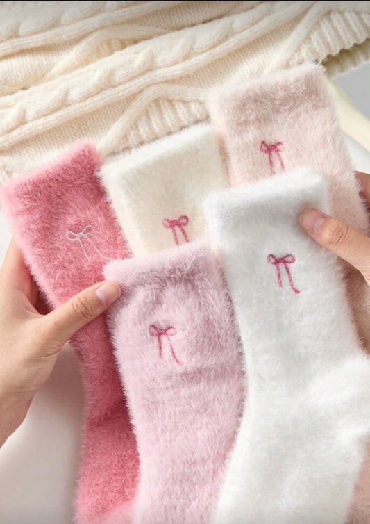 2/4 paia di calzini da donna con fiocco e cuore