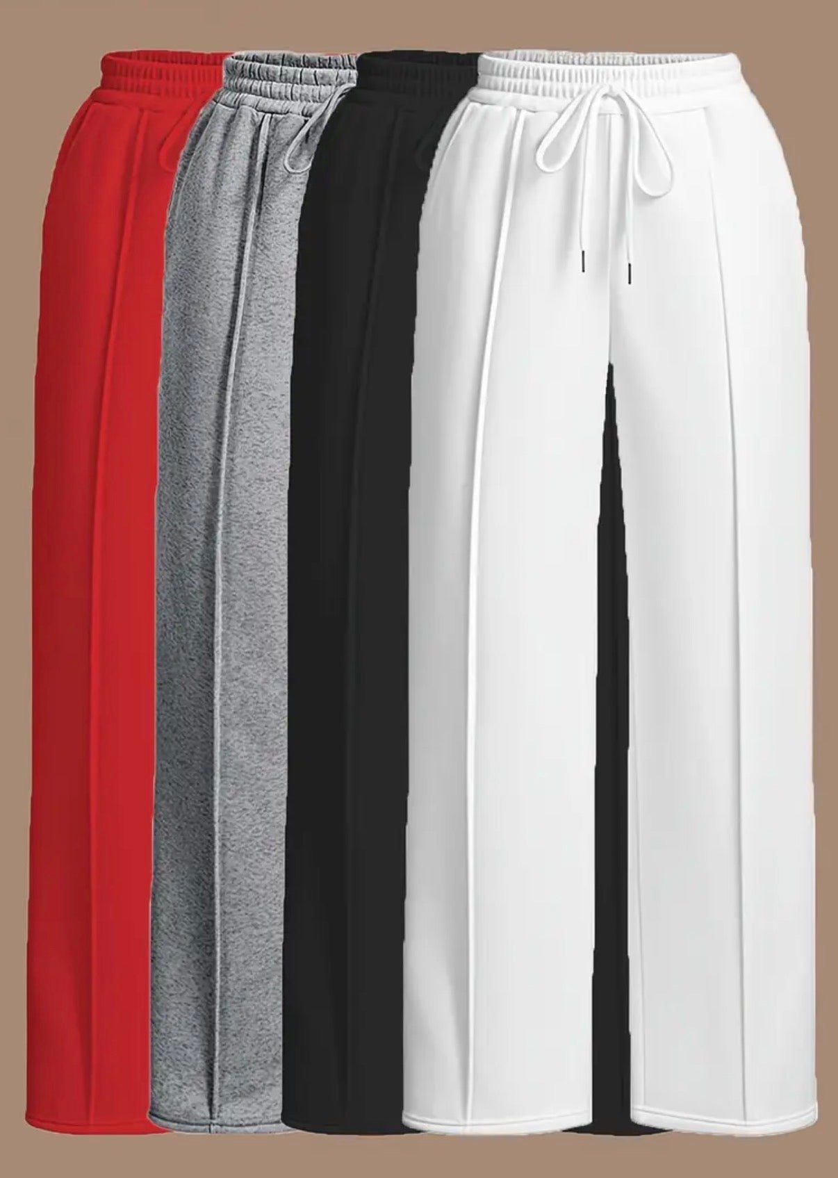 Confezione da 4 Pantaloni Jogger a Gamba Dritta per Donna con Vita Elastica e Coulisse - Comfort Tutte le Stagioni,