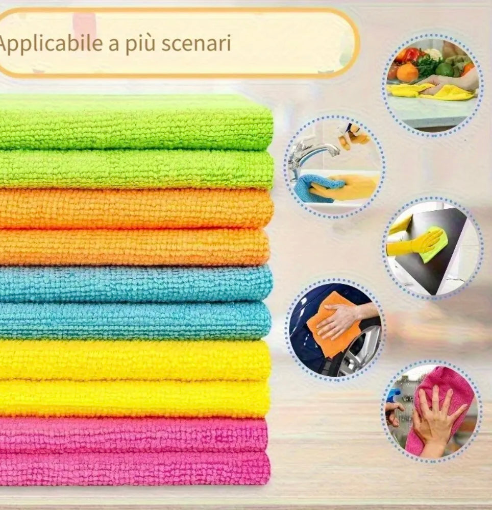Set da 10, 20 e 30 Strofinacci in Microfibra – Assorbenti, Resistenti e Multiuso