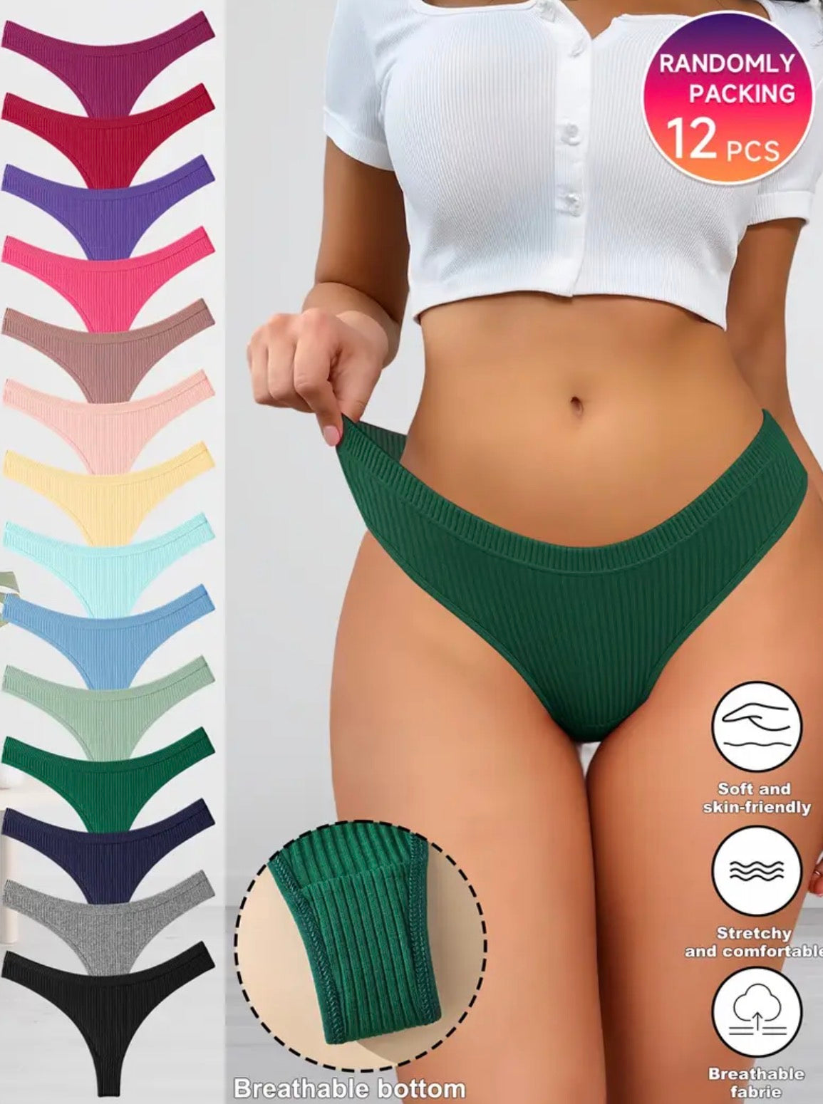 12 pezzi di mutandine da donna, vita bassa e il ciclo