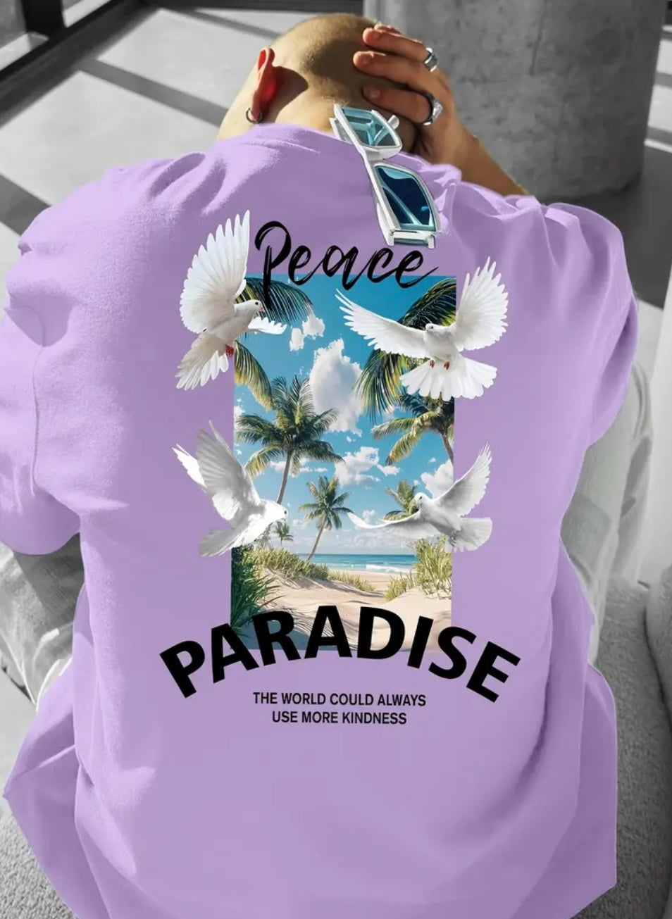 Maglietta Uomo con Grafica Peace, Paradise"