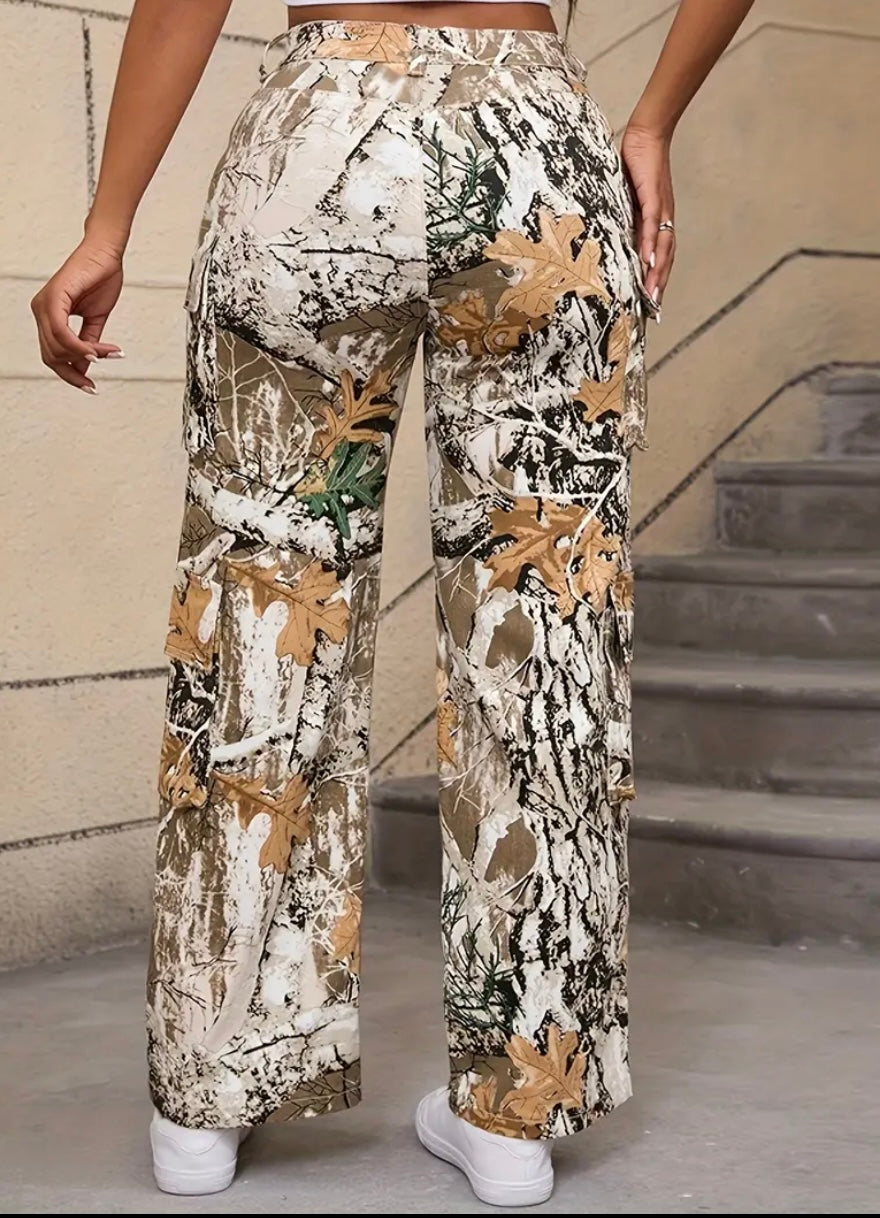 Pantaloni cargo a vita alta da donna