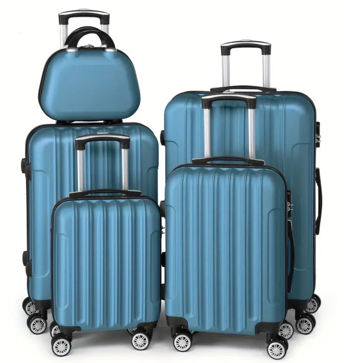 5 pezzi Set di bagagli leggeri con ruote a gomiti, valigia da viaggio in ABS (12/16/20/24/28 pollici) - Viaggi e lavoro