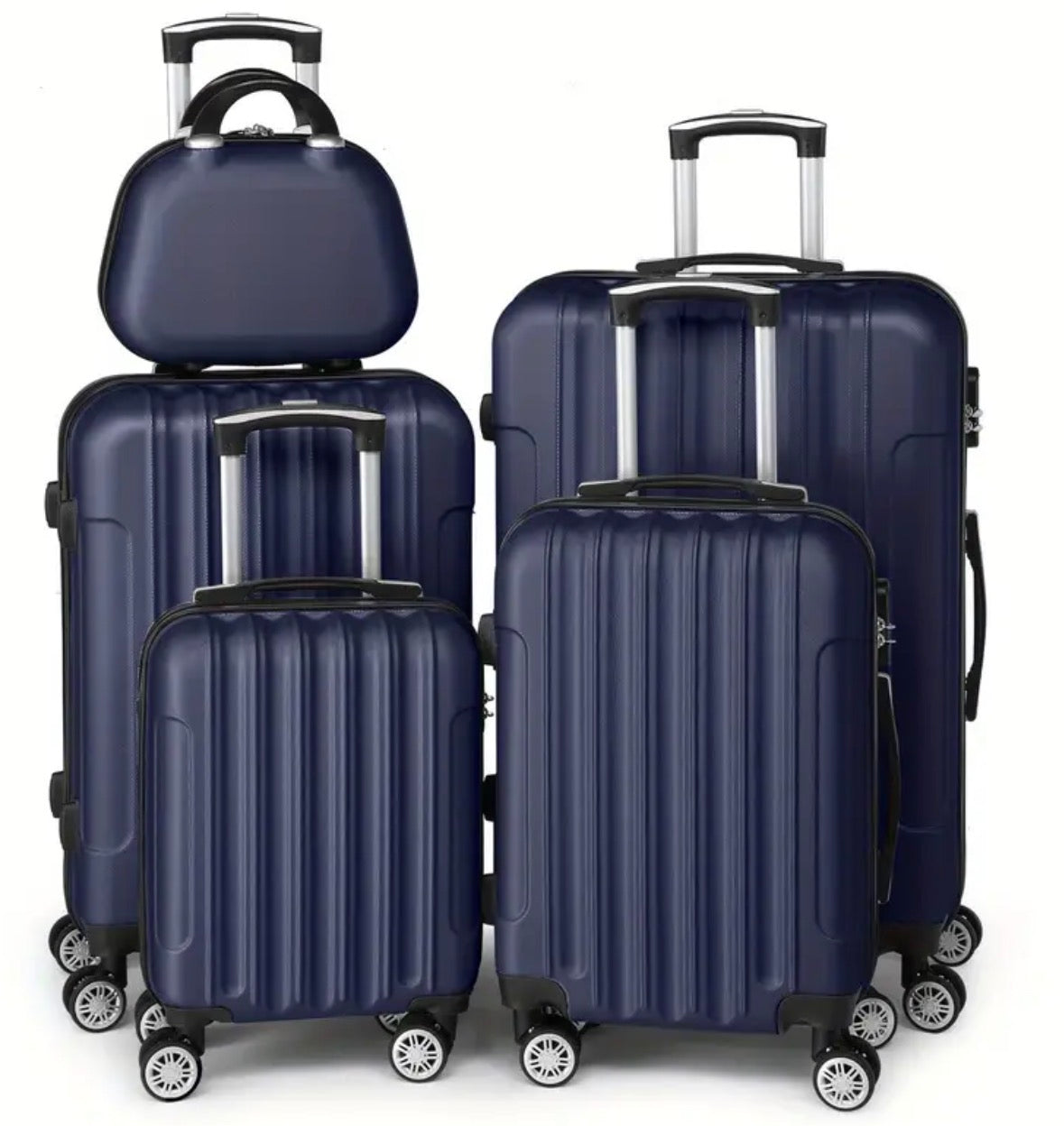 5 pezzi Set di bagagli leggeri con ruote a gomiti, valigia da viaggio in ABS (12/16/20/24/28 pollici) - Viaggi e lavoro