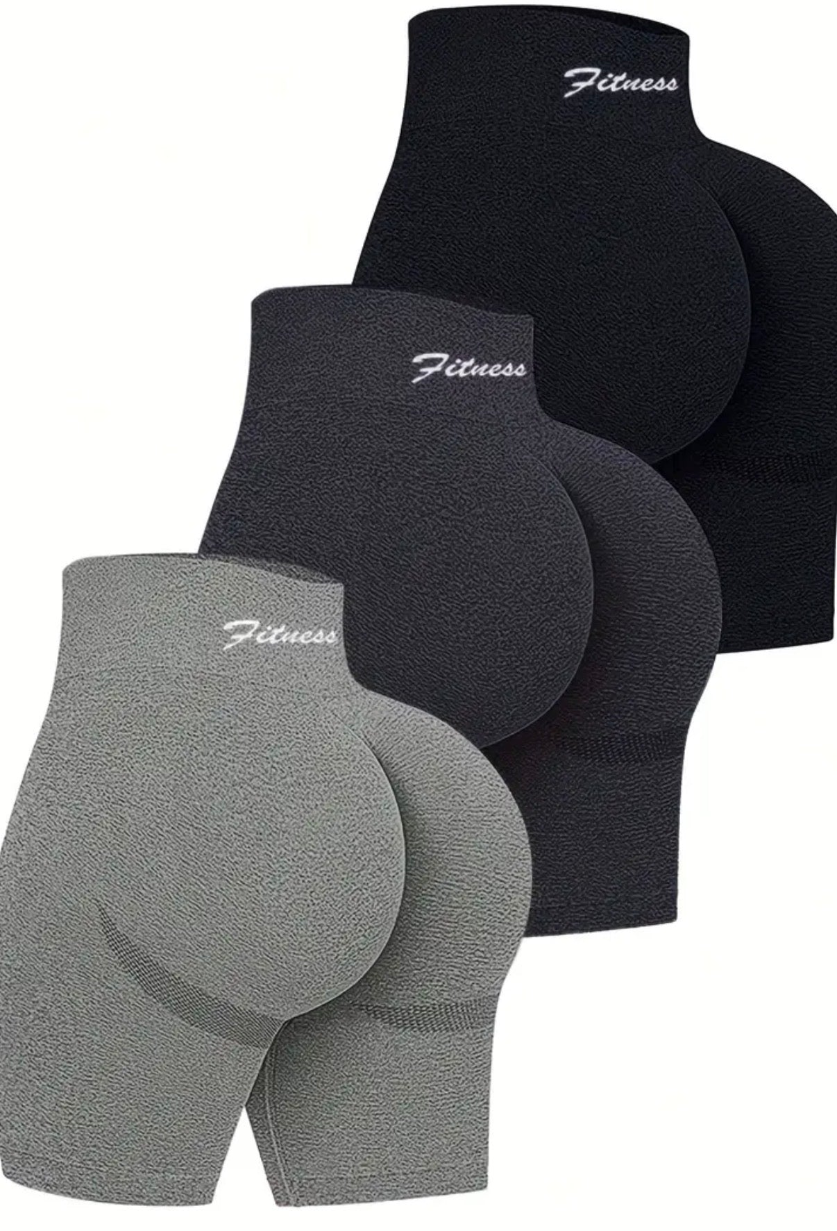 3pezzo Pantaloncini da atletica da donna con stampa lettera "Fitness