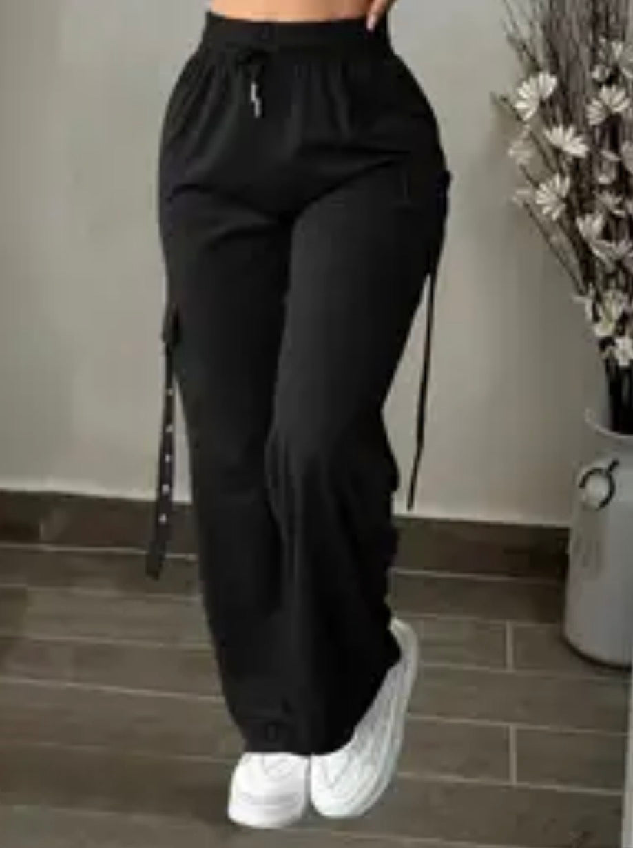 Pantaloni cargo casual da donna con cintura regolabile - Vestibilità dritta e rilassata