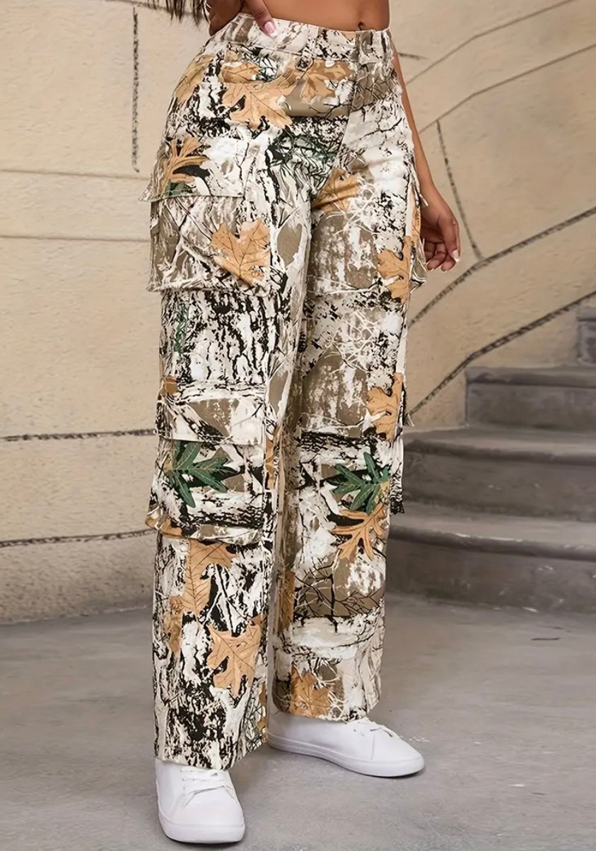 Pantaloni cargo a vita alta da donna