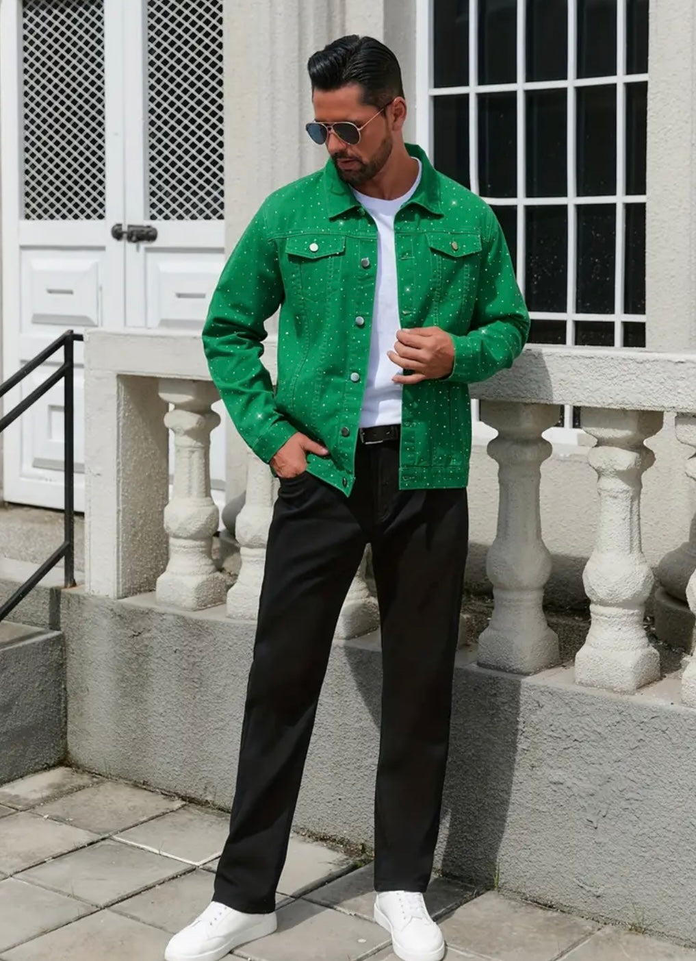 Giacca in Denim verde