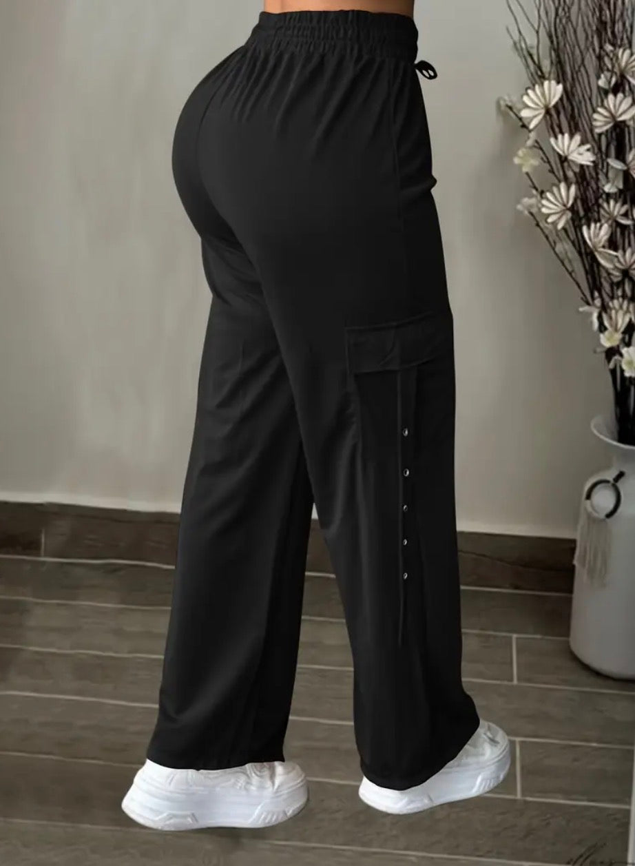 Pantaloni cargo casual da donna con cintura regolabile - Vestibilità dritta e rilassata