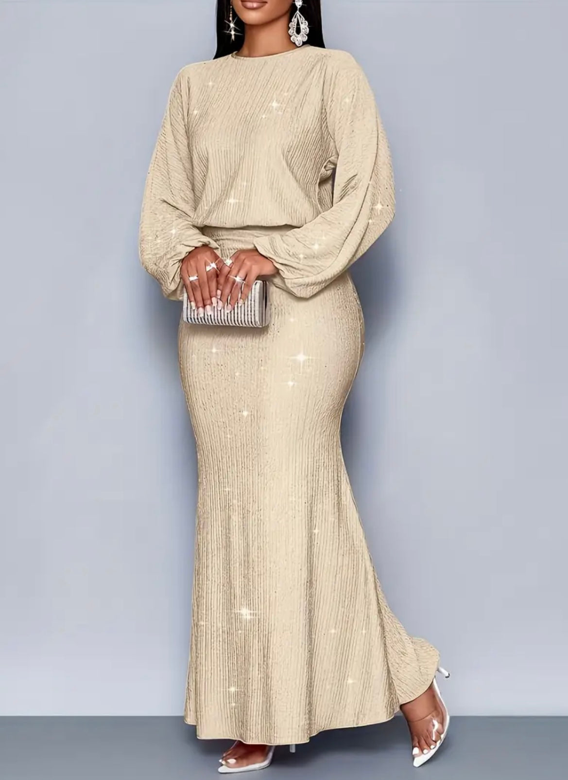 Abito midi a corpo con paillettes verdi eleganti per donne