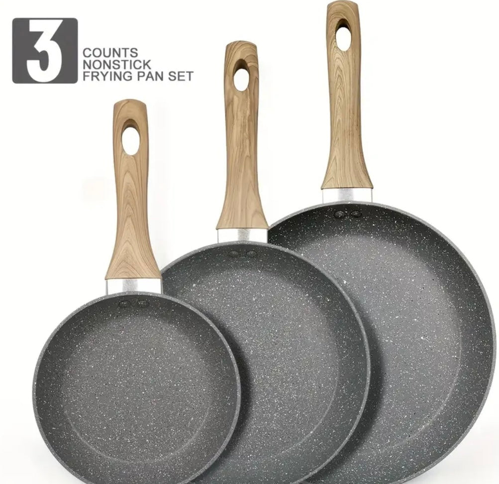 Set di 3 Padelle Antiaderenti in Alluminio – Sicure, Leggere, Versatili