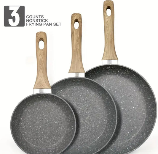 Set di 3 Padelle Antiaderenti in Alluminio – Sicure, Leggere, Versatili